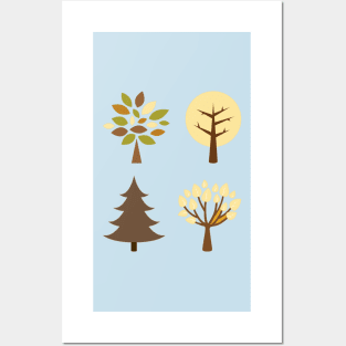 Autumn and winter tree boho pattern Posters and Art